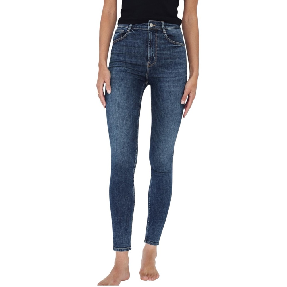 Zara Dark Wash Sculpt High-Rise Ankle Jeans